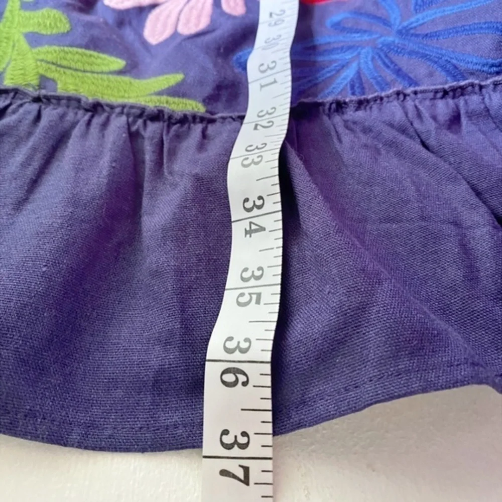 Andree By Unit‎ Embroidered Appliqué Big Bold Floral Shift Dress Linen Blend - Picture 13 of 13